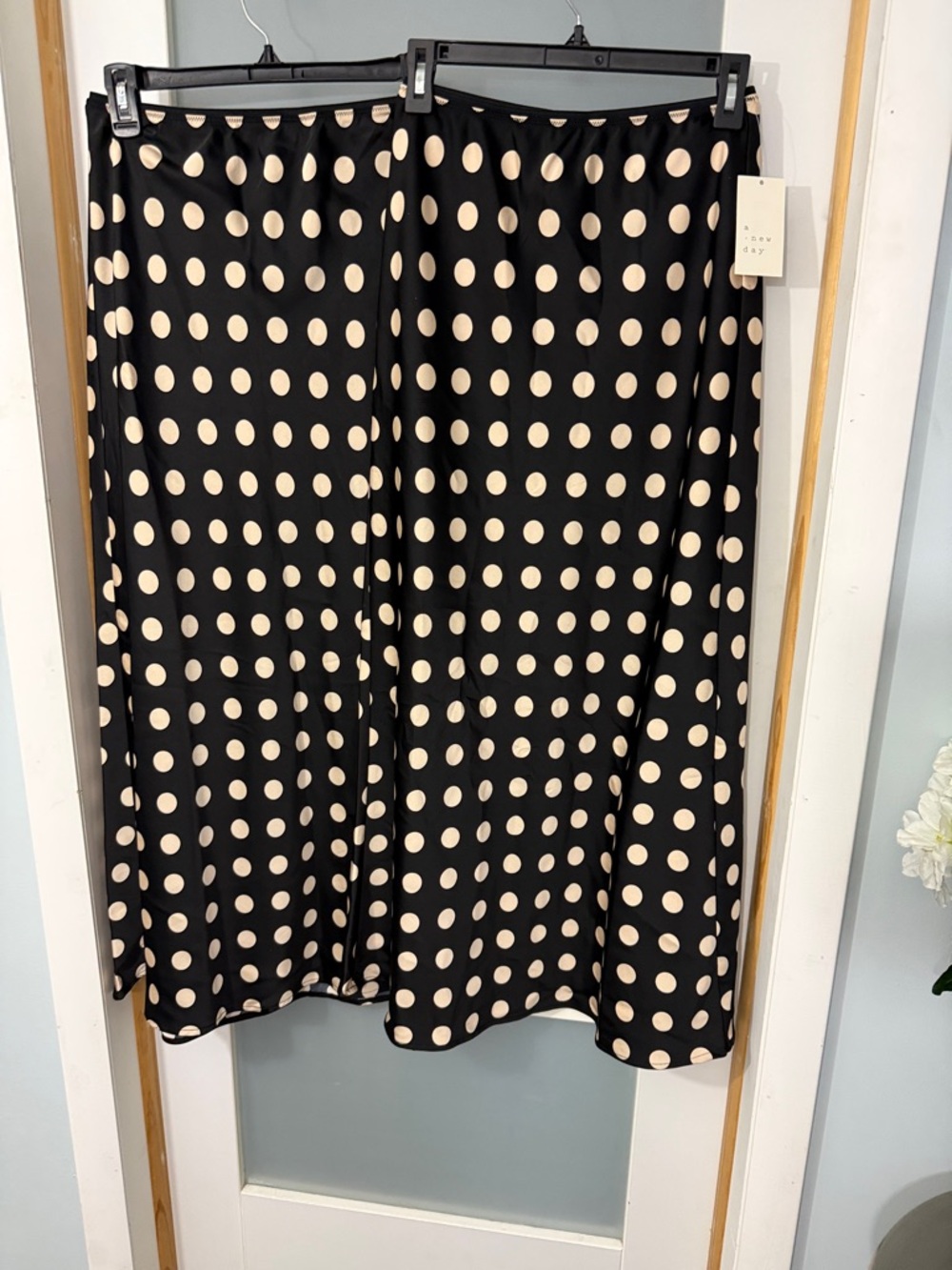 a new day Black Maxi Skirt with Cream Polka Dots